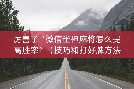 厉害了“微信雀神麻将怎么提高胜率”（技巧和打好牌方法)