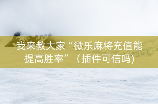 我来教大家“微乐麻将充值能提高胜率”（插件可信吗)