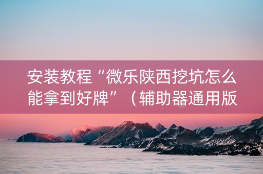 安装教程“微乐陕西挖坑怎么能拿到好牌”（辅助器通用版)