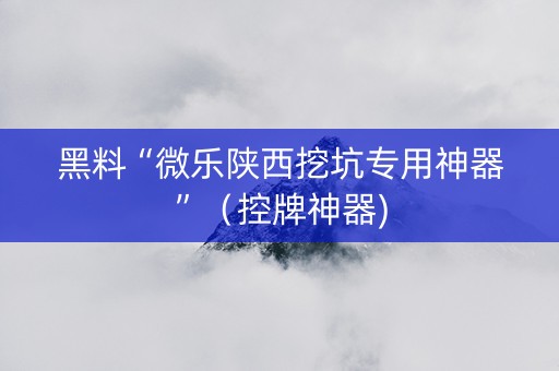 黑料“微乐陕西挖坑专用神器”（控牌神器)