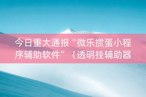 今日重大通报“微乐掼蛋小程序辅助软件”（透明挂辅助器)