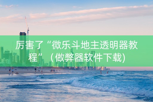 厉害了“微乐斗地主透明器教程”（做弊器软件下载)