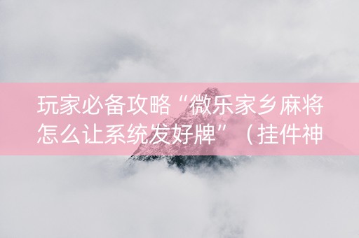 玩家必备攻略“微乐家乡麻将怎么让系统发好牌”（挂件神器)