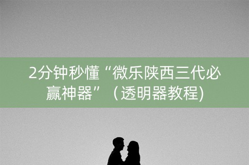 2分钟秒懂“微乐陕西三代必赢神器”（透明器教程)