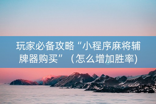 玩家必备攻略“小程序麻将辅牌器购买”（怎么增加胜率)