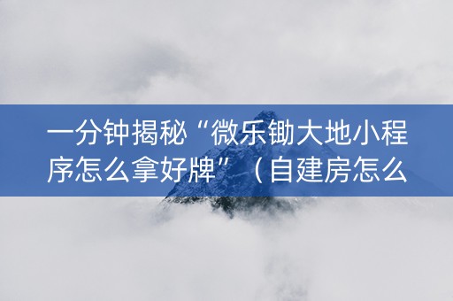 一分钟揭秘“微乐锄大地小程序怎么拿好牌”（自建房怎么拿好牌)