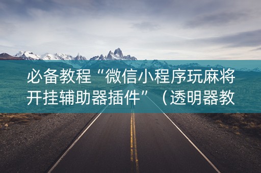 必备教程“微信小程序玩麻将开挂辅助器插件”（透明器教程)