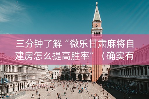 三分钟了解“微乐甘肃麻将自建房怎么提高胜率”（确实有插件吗)