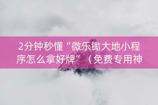 2分钟秒懂“微乐锄大地小程序怎么拿好牌”（免费专用神器)