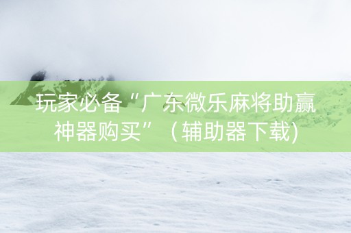 玩家必备“广东微乐麻将助赢神器购买”（辅助器下载)