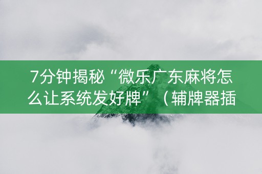 7分钟揭秘“微乐广东麻将怎么让系统发好牌”（辅牌器插件购买)