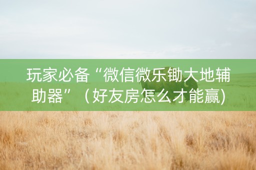 玩家必备“微信微乐锄大地辅助器”（好友房怎么才能赢)