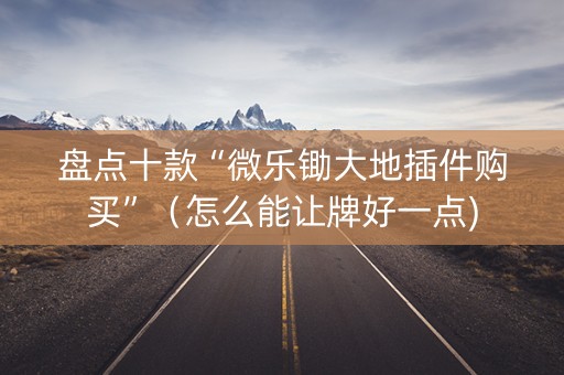 盘点十款“微乐锄大地插件购买”（怎么能让牌好一点)