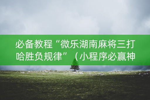 必备教程“微乐湖南麻将三打哈胜负规律”（小程序必赢神器)