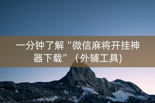 一分钟了解“微信麻将开挂神器下载”（外辅工具)