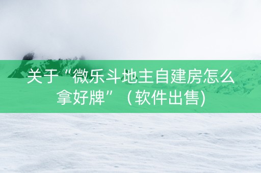 关于“微乐斗地主自建房怎么拿好牌”（软件出售)