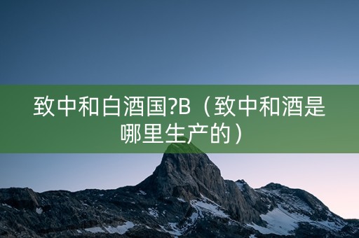 致中和白酒国?B（致中和酒是哪里生产的）