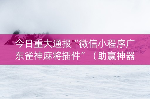 今日重大通报“微信小程序广东雀神麻将插件”（助赢神器购买)