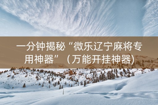 一分钟揭秘“微乐辽宁麻将专用神器”（万能开挂神器)