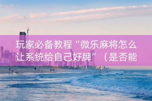 玩家必备教程“微乐麻将怎么让系统给自己好牌”（是否能开挂)