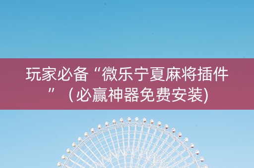 玩家必备“微乐宁夏麻将插件”（必赢神器免费安装)