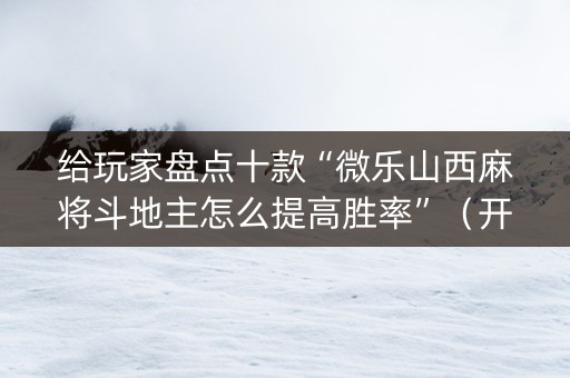 给玩家盘点十款“微乐山西麻将斗地主怎么提高胜率”（开挂神器下载)