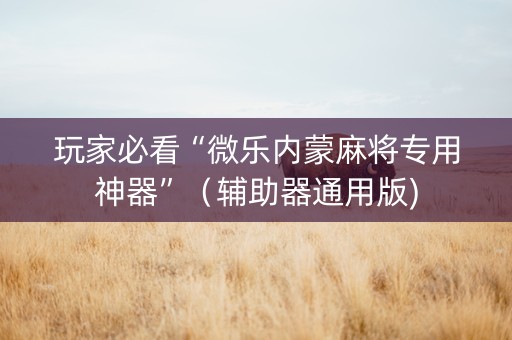玩家必看“微乐内蒙麻将专用神器”（辅助器通用版)