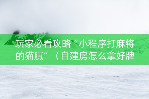 玩家必看攻略“小程序打麻将的猫腻”（自建房怎么拿好牌)