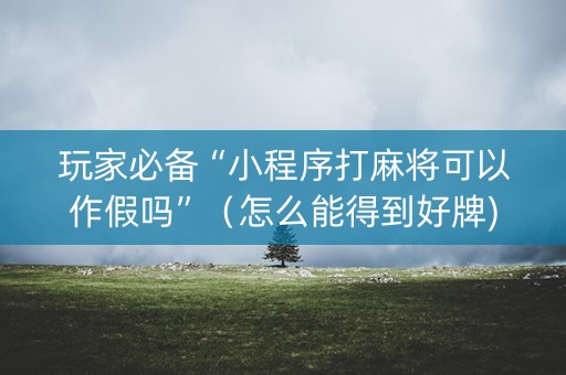 玩家必备“小程序打麻将可以作假吗”（怎么能得到好牌)