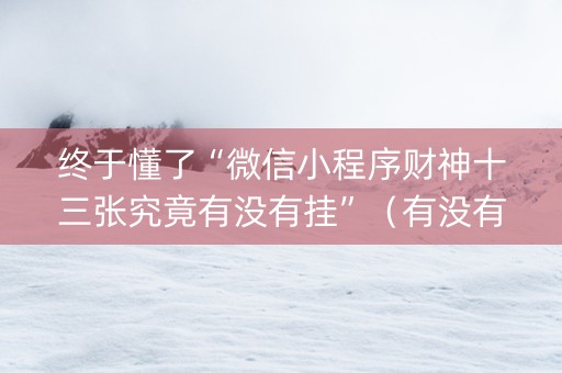 终于懂了“微信小程序财神十三张究竟有没有挂”（有没有猫腻)