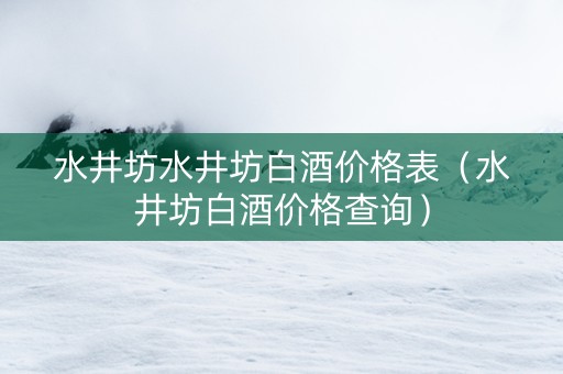 水井坊水井坊白酒价格表（水井坊白酒价格查询）
