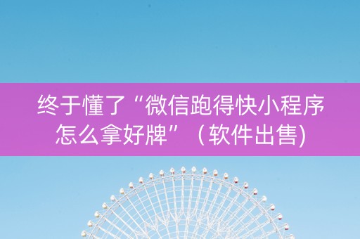 终于懂了“微信跑得快小程序怎么拿好牌”（软件出售)