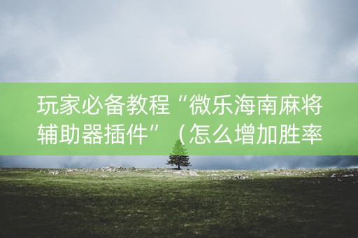 玩家必备教程“微乐海南麻将辅助器插件”（怎么增加胜率)