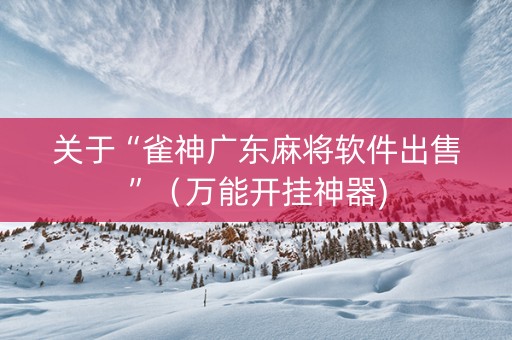 关于“雀神广东麻将软件出售”（万能开挂神器)