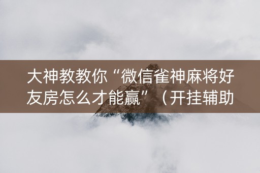 大神教教你“微信雀神麻将好友房怎么才能赢”（开挂辅助器插件)