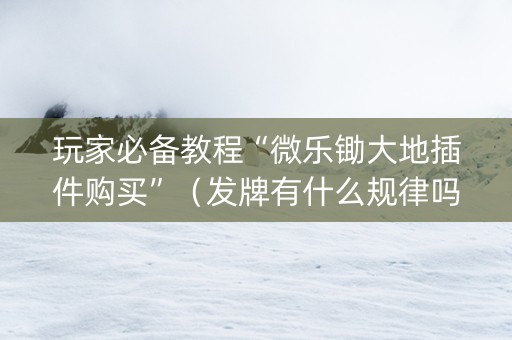 玩家必备教程“微乐锄大地插件购买”（发牌有什么规律吗)