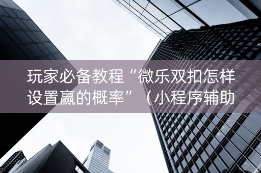 玩家必备教程“微乐双扣怎样设置赢的概率”（小程序辅助软件)