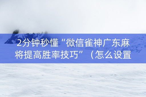 2分钟秒懂“微信雀神广东麻将提高胜率技巧”（怎么设置才能赢)