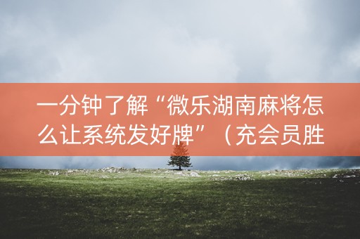 一分钟了解“微乐湖南麻将怎么让系统发好牌”（充会员胜率高)