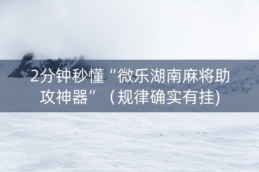 2分钟秒懂“微乐湖南麻将助攻神器”（规律确实有挂)