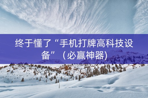 终于懂了“手机打牌高科技设备”（必赢神器)