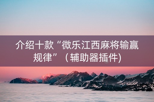 介绍十款“微乐江西麻将输赢规律”（辅助器插件)