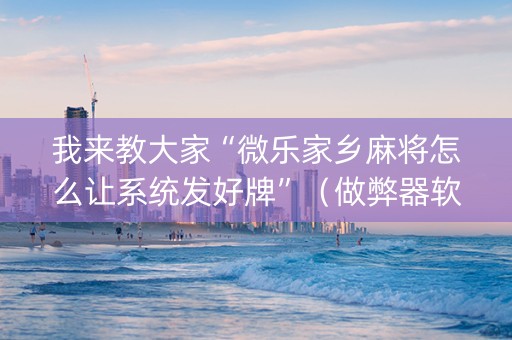 我来教大家“微乐家乡麻将怎么让系统发好牌”（做弊器软件下载)
