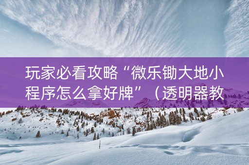 玩家必看攻略“微乐锄大地小程序怎么拿好牌”（透明器教程)