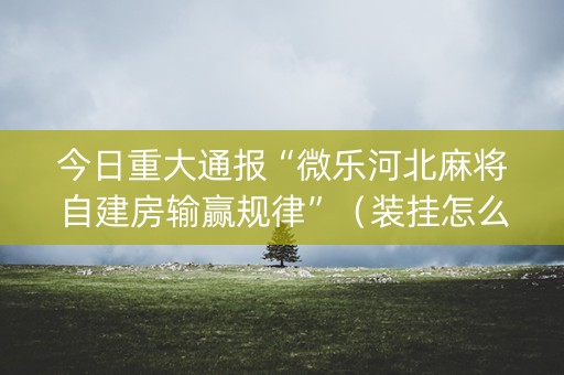 今日重大通报“微乐河北麻将自建房输赢规律”（装挂怎么安装)
