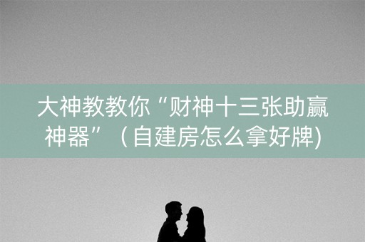 大神教教你“财神十三张助赢神器”（自建房怎么拿好牌)