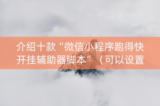 介绍十款“微信小程序跑得快开挂辅助器脚本”（可以设置输赢吗)