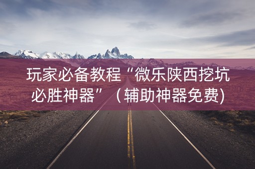 玩家必备教程“微乐陕西挖坑必胜神器”（辅助神器免费)