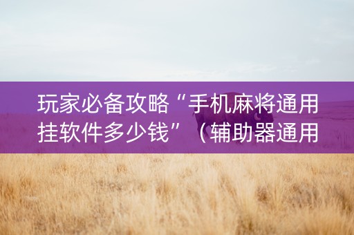 玩家必备攻略“手机麻将通用挂软件多少钱”（辅助器通用版)