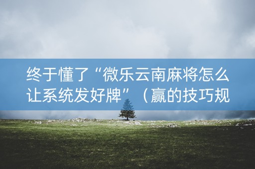 终于懂了“微乐云南麻将怎么让系统发好牌”（赢的技巧规律)